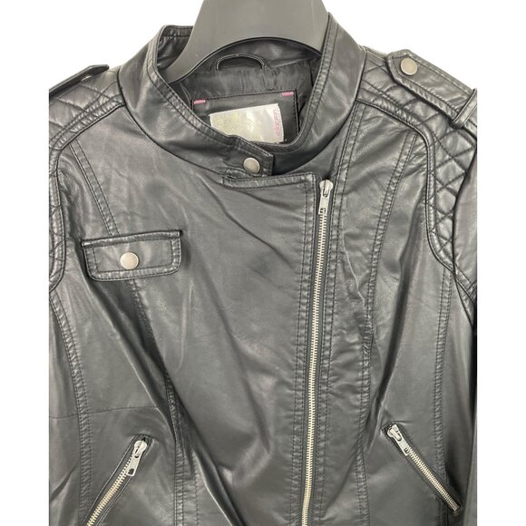 Xhilaration Moto Jacket Women’s Faux Leather Size XXL Black Zip Snap - Picture 3 of 13